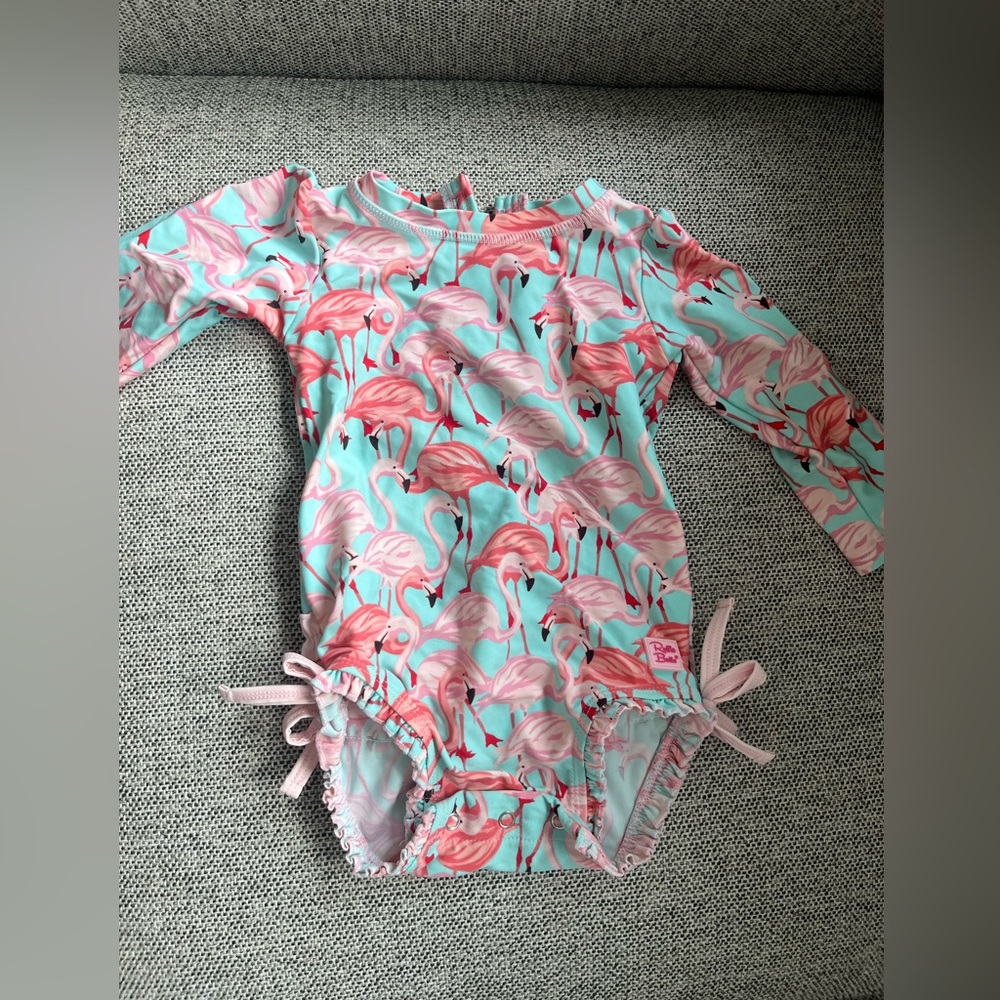 Rufflebutts size 12-18 months flamingo bathing suit, great condition!